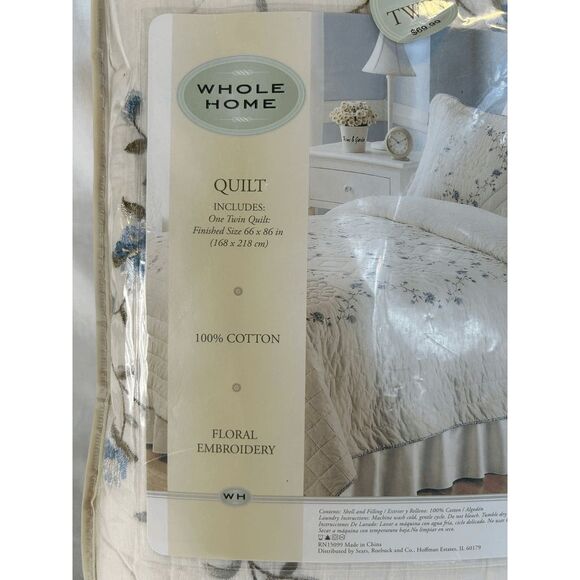 Whole Home Twin Size Quilt & One Sham Set in Pattern "Anna" NIB 100% Cotton - Picture 3 of 6